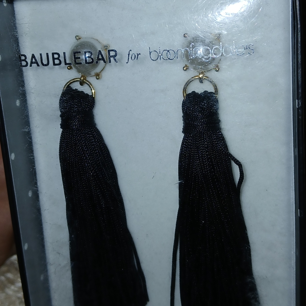 BaubleBar Elegant Black Tassel Earrings